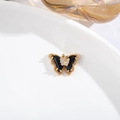 Elegant gold butterfly pendant featuring black inlay and sparkling white crystals - 6x12 Butterfly with Rhinestones / Black
