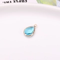Pendentif en cristal goutte bleu clair avec sertissage doré pour la création de bijoux - Bleu lac