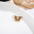 Exquisite amber crystal butterfly necklace pendant with gold trim and rhinestones - 6x12 Butterfly with Rhinestones / Light Gray