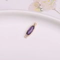 Oval dark purple crystal connector with gold plated frame and dual loops for DIY jewelry - Violet