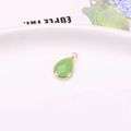 Pendentif goutte en verre vert clair facetté avec bordure en métal doré DIY - Jade Vert Clair Synthétique