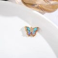 Exquisite gold-plated crystal butterfly pendant necklace with blue and purple gradient wings - 6x12 Butterfly with Rhinestones / Pink Purple