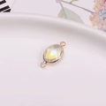 Oval crystal connector pendant with AB iridescent finish and gold-plated double loops - Imported Colorful