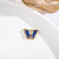 Exquisite gold butterfly necklace pendant with deep blue crystals and white diamonds - 6x12 Butterfly with Rhinestones / Medium Blue