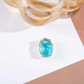 Oval sea blue crystal pendant with gold plating and faceted gem detail for DIY jewelry - 12x19mm Oval Single Pendant / 10 Pieces Pack / Lake Blue