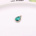 Pendentif goutte en cristal vert foncé avec placage doré pour bijoux DIY - Vert paon
