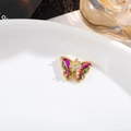 Elegant gold butterfly pendant necklace with colorful iridescent crystals and small rhinestones - 6x12 Butterfly with Rhinestones / Multicolor