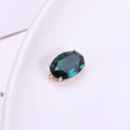 Oval dark green crystal pendant with gold-plated copper base for DIY jewelry making - 12x19mm Oval Single Pendant / 10 Pieces Pack / Peacock Green