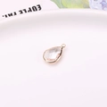 Pendentif goutte en verre de cristal clair avec bordure dorée pour fabrication de bijoux - Blanc