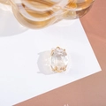 Oval clear crystal pendant with gold-plated prong setting for DIY jewelry making - 12x19mm Oval Single Pendant / 10 Pieces Pack / White