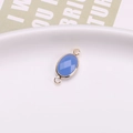 Blue oval crystal connector with gold plated frame for DIY jewelry and bracelet making - Light Blue Jade