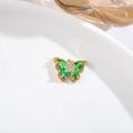 Exquisite gold butterfly pendant with green gradient wings and center crystal accents - 6x12 Butterfly with Rhinestones / Green