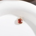 Square faceted garnet-colored glass crystal pendant with a gold-plated copper frame - Burgundy