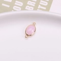 DIY oval connector with faceted pink gemstone and gold-plated copper for jewelry making - Pink Jade