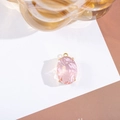 Pink oval faceted crystal pendant with 18K gold plated prong setting for DIY jewelry - 12x19mm Oval Single Pendant / 10 Pieces Pack / Pink