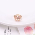 Exquisite 18K gold butterfly open ring with pink faceted gemstones and sparkling crystals - 22x31mm Butterfly Ring / Pink