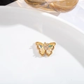 Exquisite gold butterfly necklace with iridescent crystal wings and sparkling zircons - 6x12 Butterfly with Rhinestones / AB Color