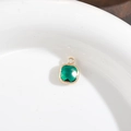 Emerald green cushion-cut crystal pendant with gold-plated frame for jewelry making - Peacock Green