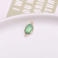 Oval light green crystal connector with double gold-plated rings for jewelry making - Emerald Green Opal