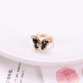 Adjustable 18K gold butterfly ring with black faceted gemstones and micro-pave zircons - 22x31mm Butterfly Ring / Black