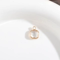Faceted square glass crystal pendant with gold plated copper frame for DIY jewelry - White