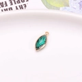 Marquise cut green crystal glass pendant with gold trim for DIY jewelry making - 5x10 Marquise Single Pendant / Peacock Green