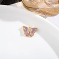 Elegant gold butterfly necklace with light purple crystal wings and shiny cubic zirconia - 6x12 Butterfly with Rhinestones / Crystal Purple