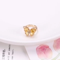 18K gold plated butterfly open ring with yellow crystal gemstones and white zircon accents - 22x31mm Butterfly Ring / Gold Yellow