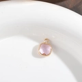 Square faceted pink crystal charm with gold-plated copper frame for jewelry making - Pink