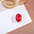 Oval red crystal charm in gold plated copper base with four-claw setting for DIY jewelry - 12x19mm Oval Single Pendant / 10 Pieces Pack / Red