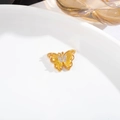 Exquisite golden butterfly pendant necklace featuring yellow crystal wings and pave stones - 6x12 Butterfly with Rhinestones / Gold