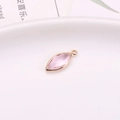 Pink marquise crystal glass pendant with gold copper rim and top loop for DIY jewelry - 5x10 Marquise Single Pendant / Pink