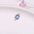 Oval deep blue crystal connector in gold-plated frame for DIY jewelry making - Light Blue