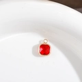 Gold plated copper edge square red crystal pendant with a sleek single hole connector - Red