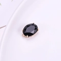 Oval black crystal pendant with faceted cut in gold plated brass setting for DIY jewelry - 12x19mm Oval Single Pendant / 10 Pieces Pack / Black
