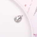 Silver pear-cut crystal teardrop pendant with micro-pave rhinestones for DIY jewelry - White