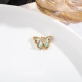 Exquisite gold butterfly pendant with light blue crystal and white rhinestones - 6x12 Butterfly with Rhinestones / Lake Blue