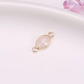 Pink oval crystal connector with gold plated finish for DIY earring and bracelet making - White Jade