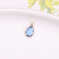 Pendentif goutte en cristal bleu avec monture en métal doré pour la création de bijoux - Rose bonbon