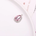 Silver drop pendant with pink pear-shaped crystal and surrounding rhinestones for DIY jewelry - Pink