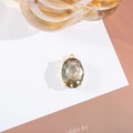 Elegant smokey grey oval crystal pendant with gold claw setting and hanging loop - 12x19mm Oval Single Pendant / 10 Pieces Pack / Light Grey