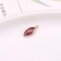 Marquise cut dark purple glass charm with gold plated copper frame for DIY jewelry - Burgundy