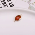 Oval amber crystal connector with gold plated finish for DIY bracelet and earring - Reddish Brown