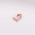 Rectangle pink crystal pendant in 14k gold plated copper for DIY jewelry making - Rectangular Claw Setting Single Pendant / Pink