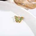 Exquisite golden butterfly pendant necklace with light green wings and zircon stones - 6x12 Butterfly with Rhinestones / Light Green