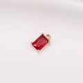 Rectangular red zircon pendant charm with gold plated copper setting and hanging loop - Rectangular Claw Setting Single Pendant / Red