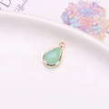 Pendentif goutte plaqué or avec cristal vert clair pour création de bijoux DIY - Opale Vert Émeraude