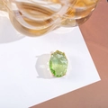 Oval light green crystal pendant in gold plating setting for DIY jewelry making - 12x19mm Oval Single Pendant / 10 Pieces Pack / Light Green