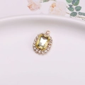 Gold pendant with rectangular yellow gemstone and crystal halo for DIY jewelry making - Gold