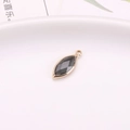 Marquise dark grey crystal glass pendant with gold trim for DIY jewelry making - Gray
